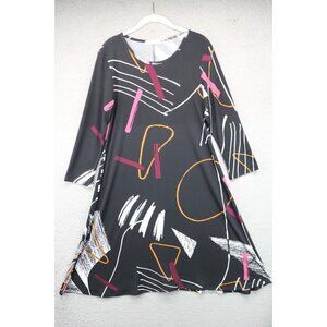 Jess & Jane Art to Wear Long Sleeve Dress-Size Small-Stretchy-Artsy